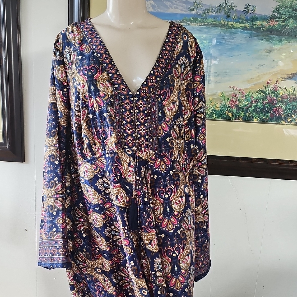 Bohemian Paisley V-Neck Dress